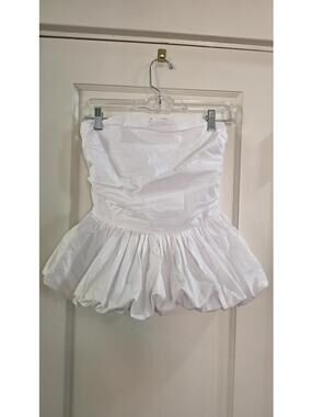 NA-KD White Strapless Bubble Hem Top Size 32